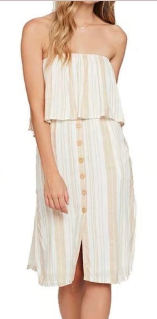 L*Space Women's Day Dreamer Relax Fit Strapless Lined Midi Dress Tan M
